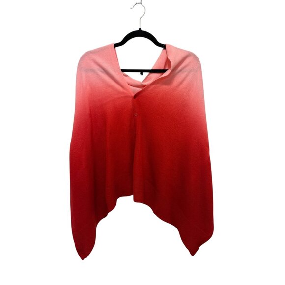 Pink & Red Gradient Button-Down Poncho Wrap One Size - Picture 1 of 6